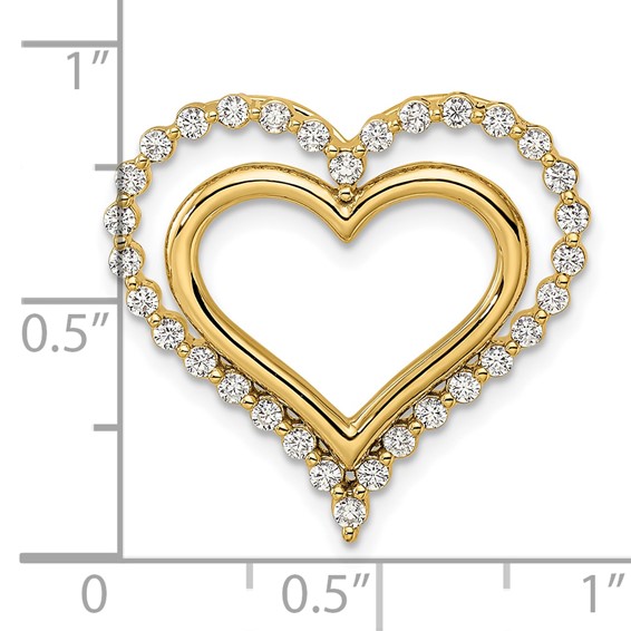 14k 1/2ct Lab Grown Diamond VS/SI+ G+ Comp Double Heart Chain Slide - Image 4