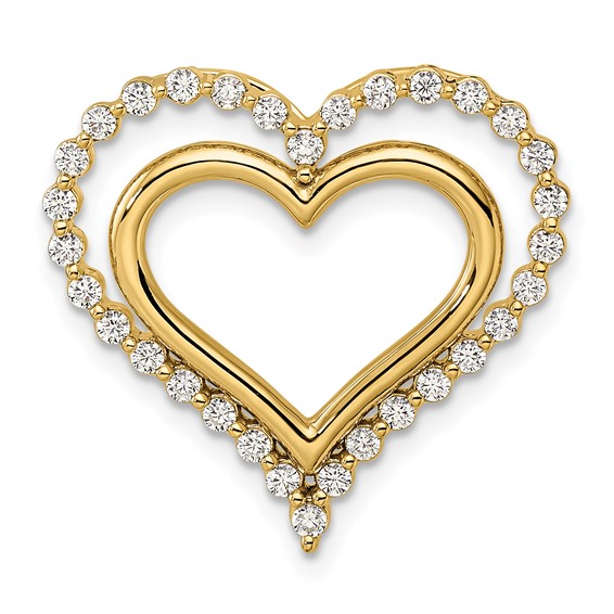 14k 1/2ct Lab Grown Diamond VS/SI+ G+ Comp Double Heart Chain Slide