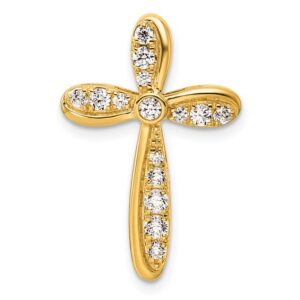 14k 3/8ct Lab Grown Diamond VS/SI+ G+ Comp Cross Chain Slide Pendant