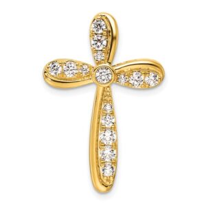 14k 3/4ct Lab Grown Diamond VS/SI+ G+ Comp Cross Chain Slide Pendant