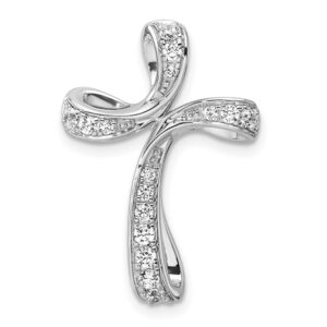 14kw 1/3ct Lab Grown Diamond VS/SI+ G+ Comp Cross Chain Slide Pendant