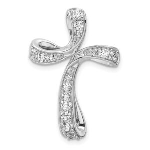 14kw 5/8ct Lab Grown Diamond VS/SI+ G+ Comp Cross Chain Slide Pendant