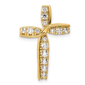14k 1/2ct Lab Grown Diamond VS/SI+ G+ Comp Cross Chain Slide Pendant