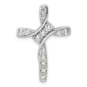 14k White Gold 7/8ct Lab Grown Diamond VS/SI+ G+ Comp Cross Chain Slide