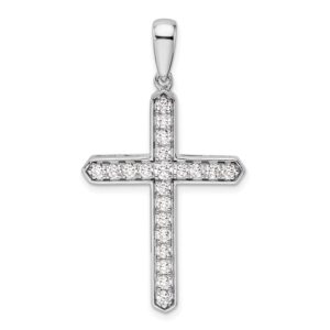 14k White Gold 3/4ct Lab Grown Diamond VS/SI+ G+ Comp Cross Pendant