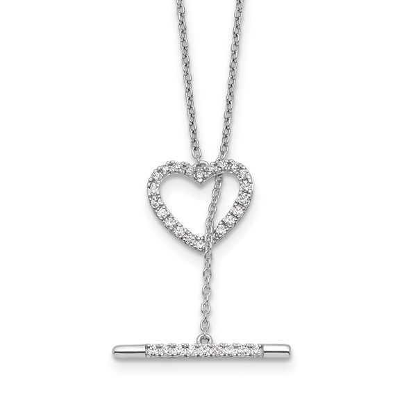 14kw 1/3ct Lab Grown Diamond VS/SI+ G+ Comp 20in Heart Toggle Necklace