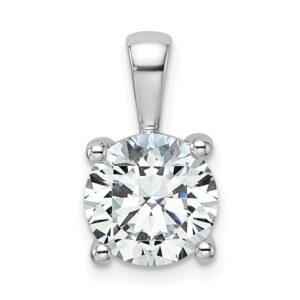 14k White Gold 2 1/2 ct Lab Grown Dia VS+ F+ Round Comp 4 Prong Pendant