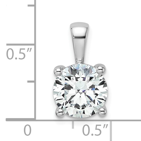 14k White 2 1/2 ct Lab Grown Dia VS/SI+ G+ Round Comp 4 Prong Pendant - Image 4