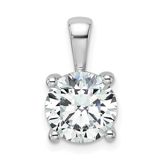 14k White 2 1/2 ct Lab Grown Dia VS/SI+ G+ Round Comp 4 Prong Pendant