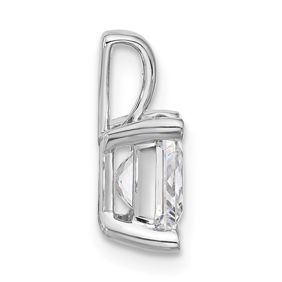 14k White 2 1/2 ct Lab Grown Dia VS/SI+ G+ Princess Comp 4 Prong Pendant - Image 2