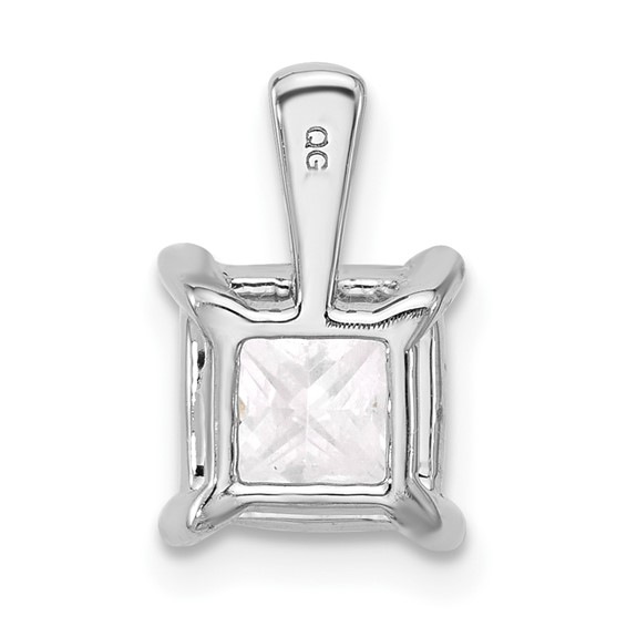 14k White 2 1/2 ct Lab Grown Dia VS/SI+ G+ Princess Comp 4 Prong Pendant - Image 3