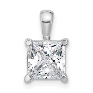 14k White 2 1/2 ct Lab Grown Dia VS/SI+ G+ Princess Comp 4 Prong Pendant