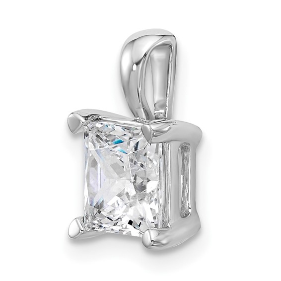 14k White 2 1/2 ct Lab Grown Dia VS/SI+ G+ Princess Comp 4 Prong Pendant - Image 4