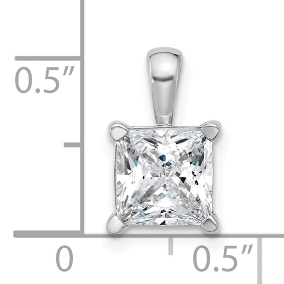 14k White 2 1/2 ct Lab Grown Dia VS/SI+ G+ Princess Comp 4 Prong Pendant - Image 5