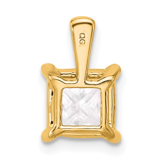14k 2 1/2 ct Lab Grown Diamond VS+ F+ Princess Complete 4 Prong Pendant - Image 3