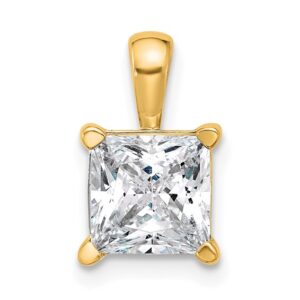14k 2 1/2 ct Lab Grown Diamond VS+ F+ Princess Complete 4 Prong Pendant