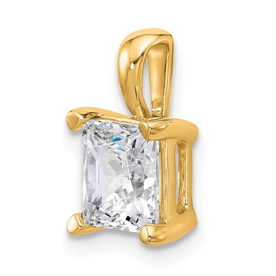14k 2 1/2 ct Lab Grown Diamond VS+ F+ Princess Complete 4 Prong Pendant - Image 4