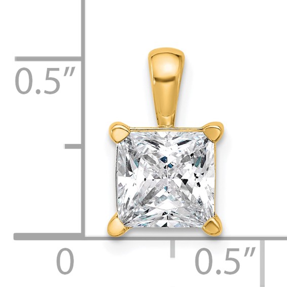 14k 2 1/2 ct Lab Grown Diamond VS+ F+ Princess Complete 4 Prong Pendant - Image 5