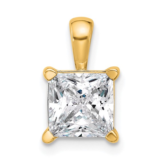 14k 2 1/2 ct Lab Grown Diamond VS+ F+ Princess Complete 4 Prong Pendant