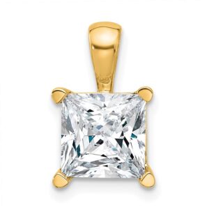 14k 3 ct Lab Grown Diamond VS/SI+ G+ Princess Complete 4 Prong Pendant
