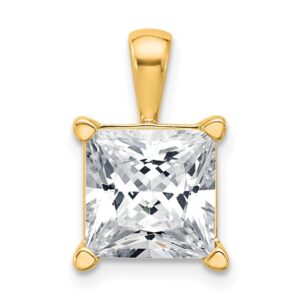 14k 5 ct Cert Lab Grown Diamond VS+ F+ Princess Comp 4 Prong Pendant