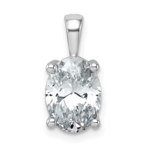 14k White 2 1/2 ct Lab Grown Dia VS/SI+ G+ Oval Comp 4 Prong Pendant
