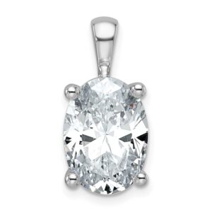 14kw 5 ct Cert Lab Grown Dia VS+ F+ Oval Complete 4 Prong Pendant