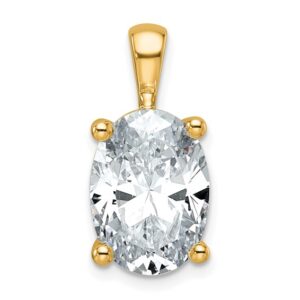 14k 5 ct Cert Lab Grown Diamond VS+ F+ Oval Comp 4 Prong Pendant