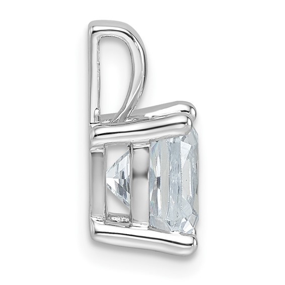 14k White 2 1/2 ct Lab Grown Dia VS/SI+ G+ Cushion Comp 4 Prong Pendant - Image 2