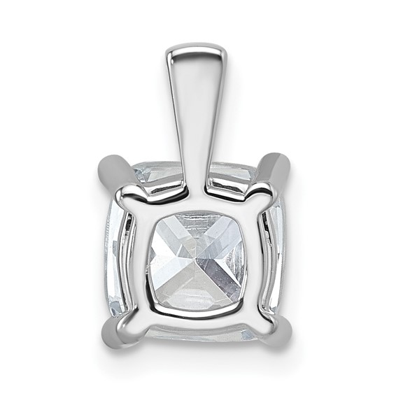 14k White 2 1/2 ct Lab Grown Dia VS/SI+ G+ Cushion Comp 4 Prong Pendant - Image 3