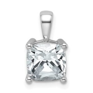 14k White 2 1/2 ct Lab Grown Dia VS/SI+ G+ Cushion Comp 4 Prong Pendant