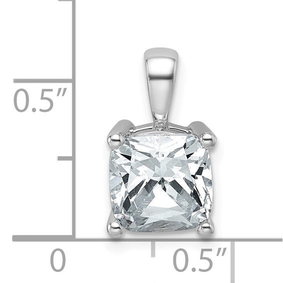 14k White 2 1/2 ct Lab Grown Dia VS/SI+ G+ Cushion Comp 4 Prong Pendant - Image 4