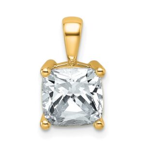 14k 2 1/2 ct Lab Grown Diamond VS+ F+ Cushion Complete 4 Prong Pendant