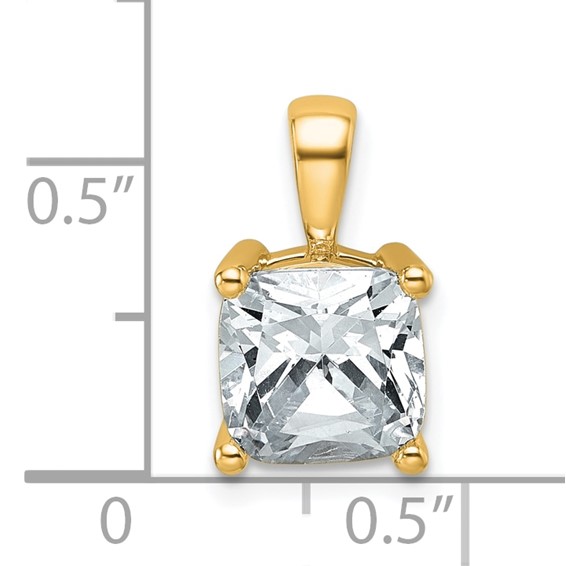 14k 2 1/2 ct Lab Grown Diamond VS+ F+ Cushion Complete 4 Prong Pendant - Image 4