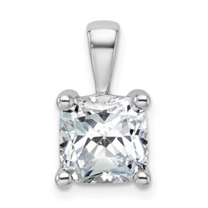 14k White Gold 3 ct Lab Grown Dia VS/SI+ G+ Cushion Comp 4 Prong Pendant