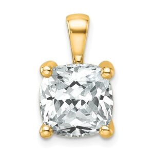 14k 5 ct Cert Lab Grown Diamond VS+ F+ Cushion Comp 4 Prong Pendant