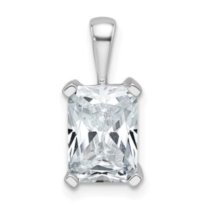 14k White Gold 2 1/2 ct Lab Grown Dia VS+ F+ Radiant Comp 4 Prong Pendant