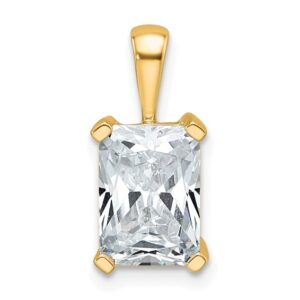 14k 2 1/2 ct Cert Lab Grown Diamond VS/SI+ G+ Radiant Comp 4 Prong Pendant