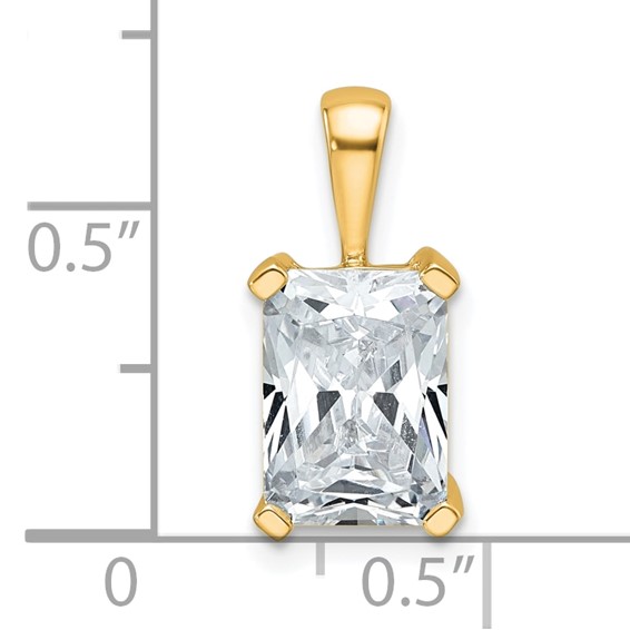 14k 2 1/2 ct Lab Grown Diamond VS/SI+ G+ Radiant Complete 4 Prong Pendant - Image 4