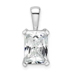 14k White Gold 3 ct Lab Grown Dia VS/SI+ G+ Radiant Comp 4 Prong Pendant