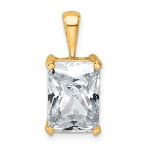 14k 5 ct Cert Lab Grown Diamond VS+ F+ Radiant Comp 4 Prong Pendant