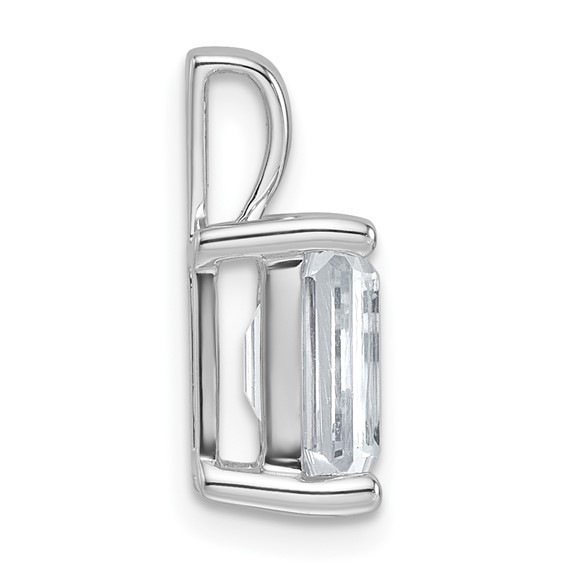 14k White Gold 2 1/2 ct Lab Grown Dia VS+ F+ Emerald Comp 4 Prong Pendant - Image 2