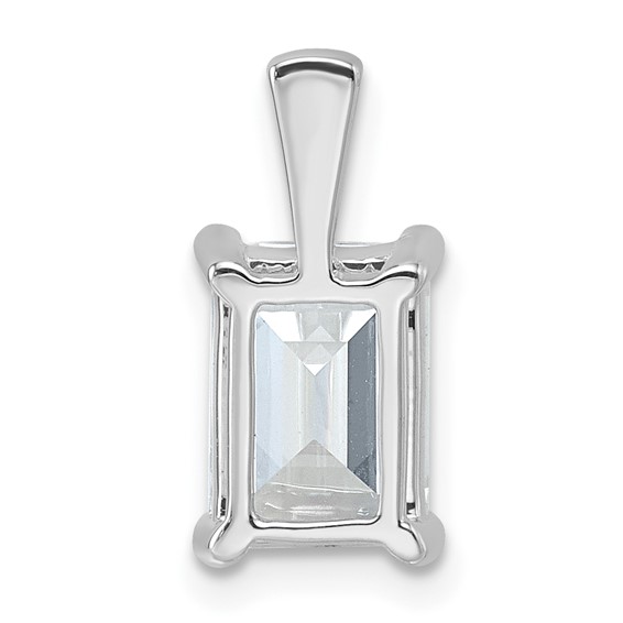 14k White Gold 2 1/2 ct Lab Grown Dia VS+ F+ Emerald Comp 4 Prong Pendant - Image 3