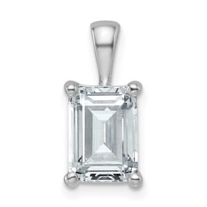 14k White 2 1/2 ct Lab Grown Dia VS/SI+ G+ Emerald Comp 4 Prong Pendant