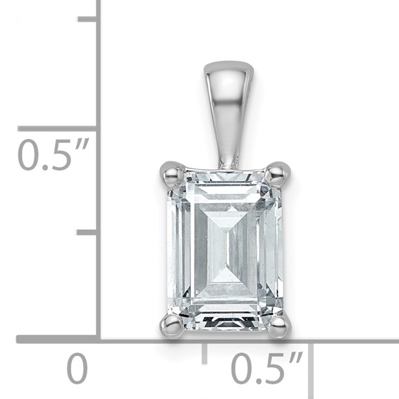 14k White Gold 2 1/2 ct Lab Grown Dia VS+ F+ Emerald Comp 4 Prong Pendant - Image 4