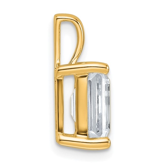14k 2 1/2 ct Lab Grown Diamond VS/SI+ G+ Emerald Complete 4 Prong Pendant - Image 2