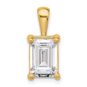 14k 3 ct Lab Grown Diamond VS/SI+ G+ Emerald Complete 4 Prong Pendant