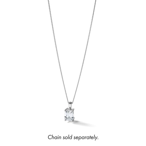 14k White Gold 2 1/2 ct Lab Grown Dia VS+ F+ Emerald Comp 4 Prong Pendant - Image 5