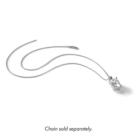 14k White Gold 2 1/2 ct Lab Grown Dia VS+ F+ Emerald Comp 4 Prong Pendant - Image 6