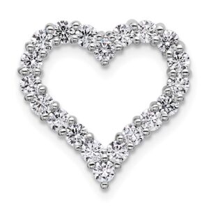 14k White Gold 1ct Lab Grown Diamond VS+ F+ Comp Heart Chain Slide